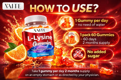 VAITE L-Lysine gummies three-pack box illustrating convenient supply for ongoing support.