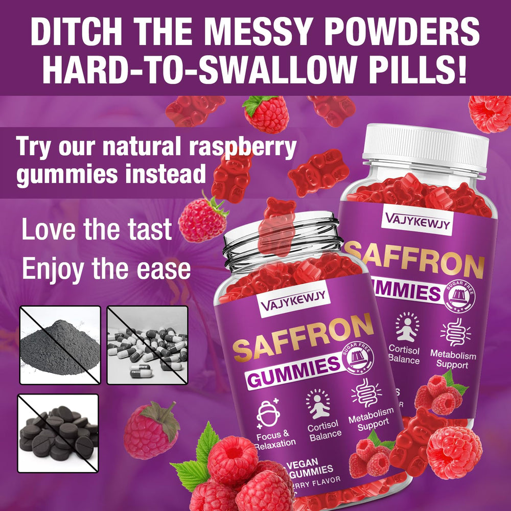VAJYKEWJY Saffron Gummies 120-count bottle ready for routine
