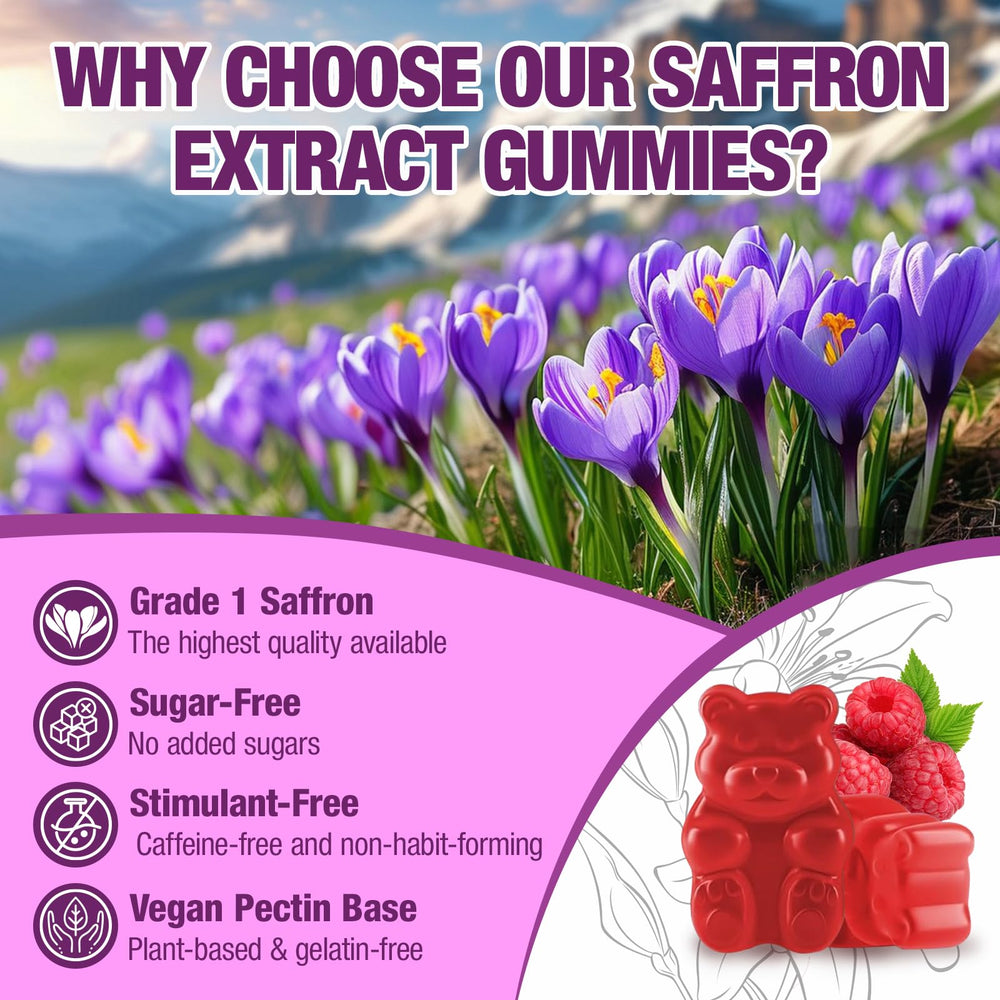VAJYKEWJY Saffron Gummies ingredients with magnesium and herbs