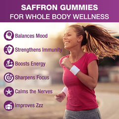 VAJYKEWJY Saffron Gummies label highlights saffron extract and vitamins