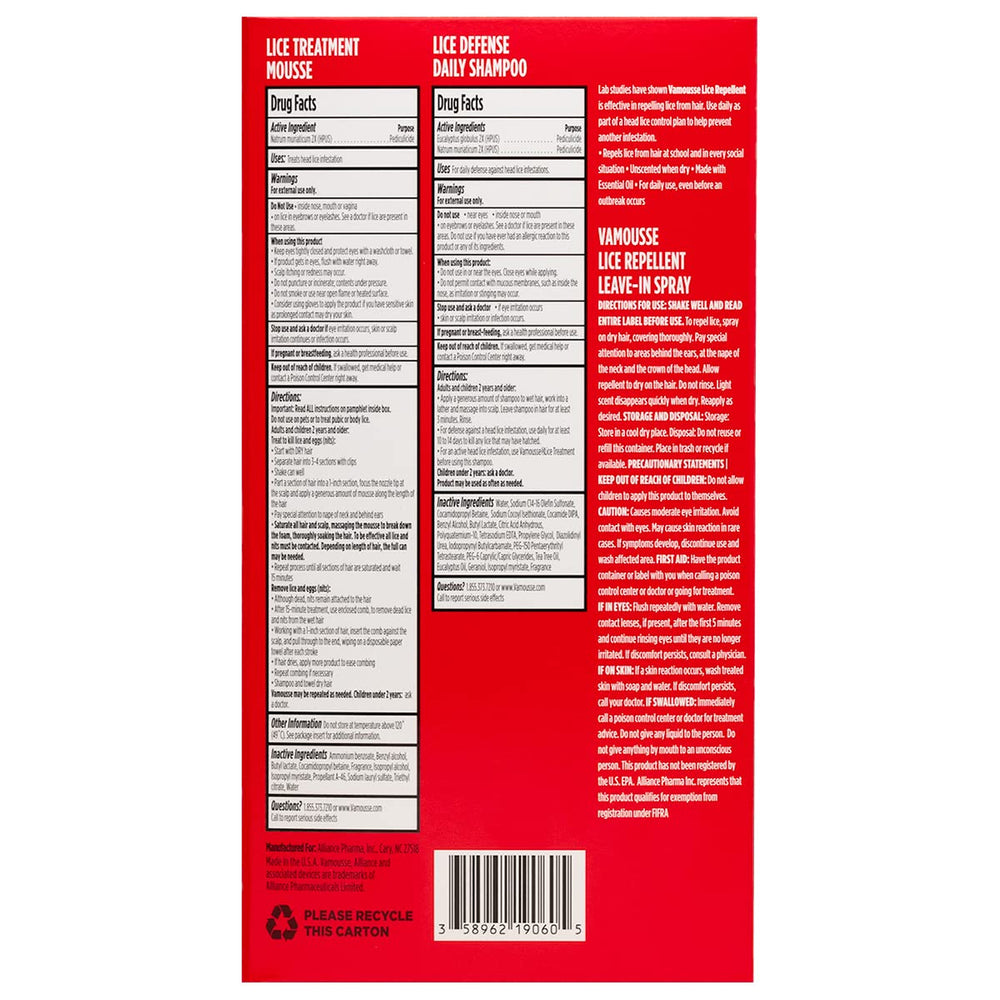 Vamousse PRO ingredients label close-up indicating safe-use considerations and key components.