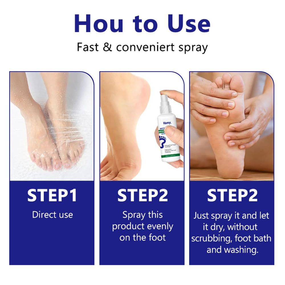 Vamy foot care routine steps image suggests simple daily maintenance.