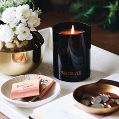 Vis Discovery Candle burning in a cozy living room fostering mindful moments