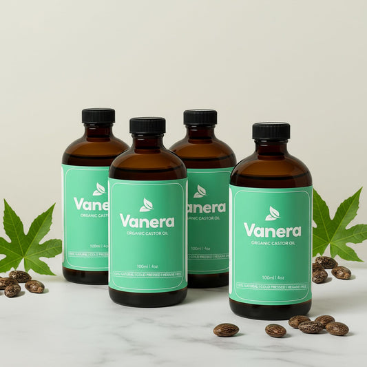 Vanera Castor Oil bottle for deep skin hydration and nourishment.