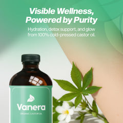 Vanera Castor Oil enhances skincare routines with gentle hydration.