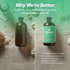 Vanera Castor Oil texture close-up highlighting rich, thick consistency.