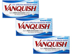 Vanquish headache relief packaging display suggests convenient, on-the-go access
