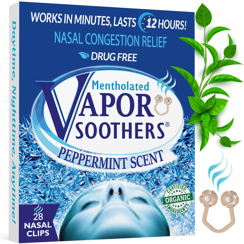 Vapor Soothers mentholated nasal dilator close-up showing discreet daytime support for easier breathing