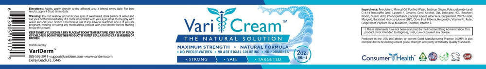 VariDerm made in USA facility label indicating quality and compliance.
