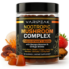 Varipeak bottle front showing 9-in-1 gummies for enhanced focus and daily clarity