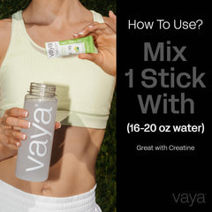Vaya electrolyte packets displayed on a kitchen counter for on-the-go hydration.
