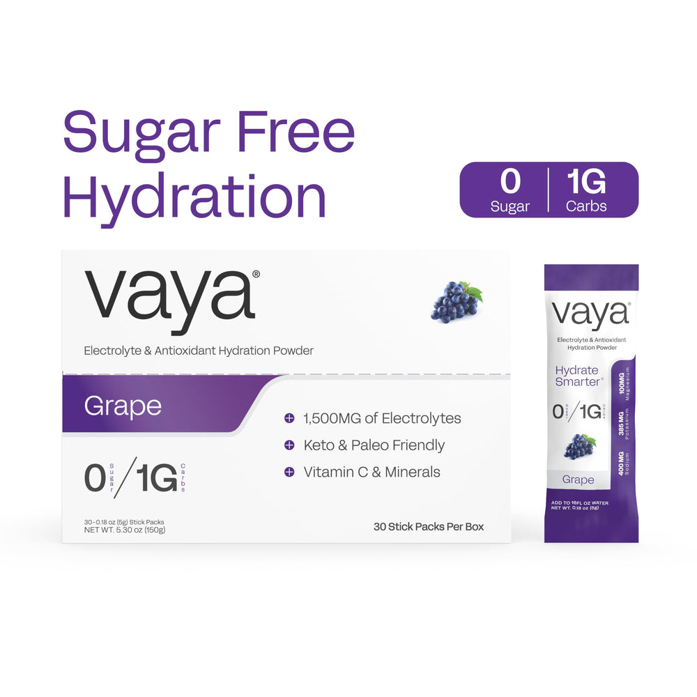 Close-up of Vaya label highlighting clean ingredients and flavor