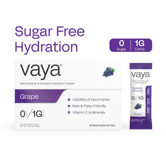 Close-up of Vaya label highlighting clean ingredients and flavor