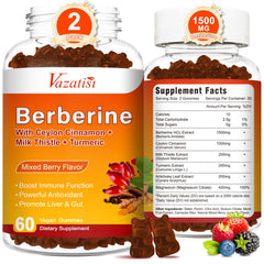 Vazatisi Berberine Gummies bottle with label for daily wellness.