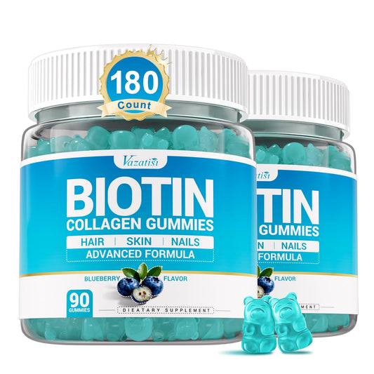 Vazatisi Biotin Gummies bottle front showing daily beauty support
