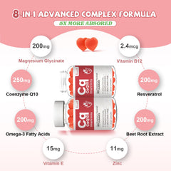 Vazatisi CoQ10 Gummies bottle beside a supplement facts panel.