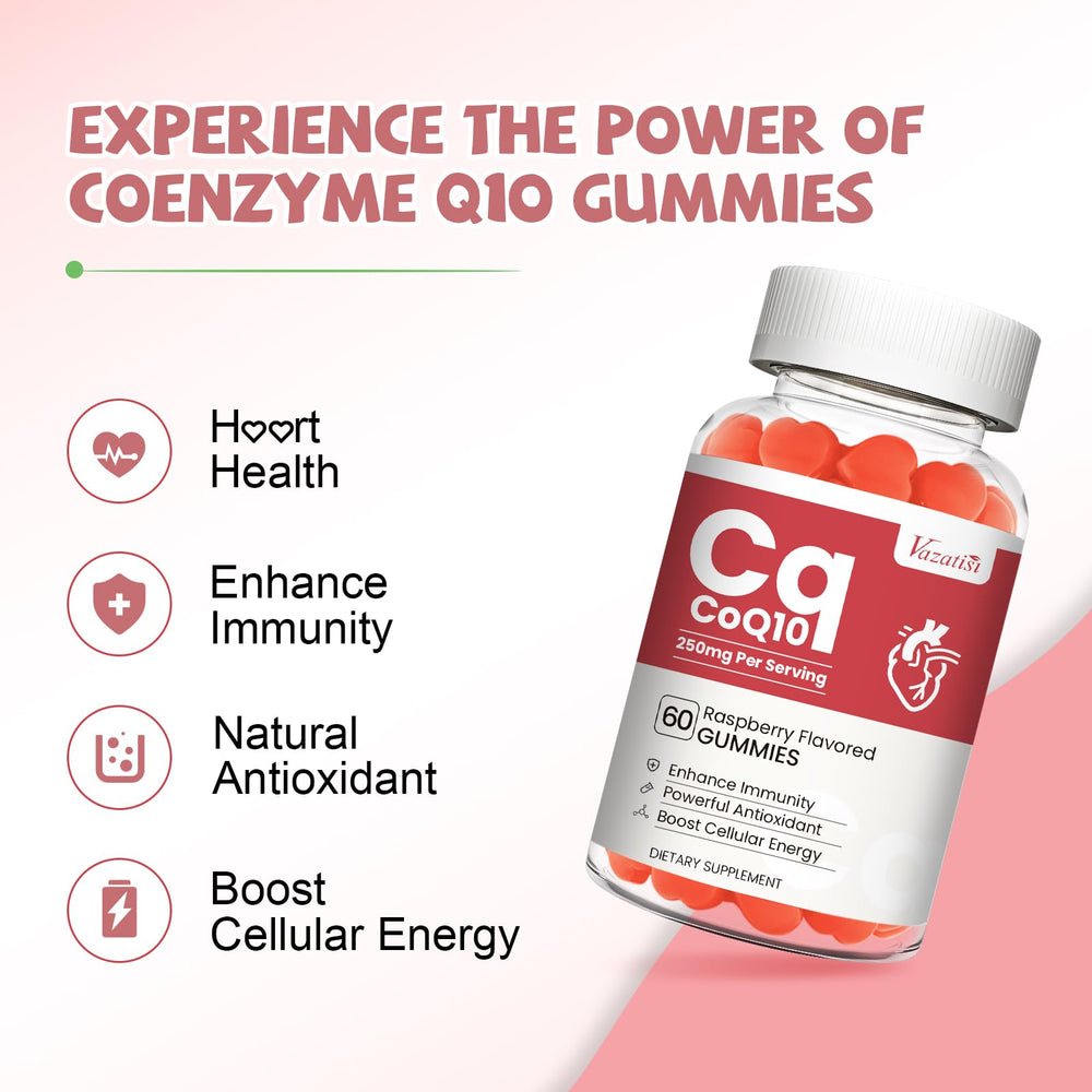 Vazatisi CoQ10 Gummies close-up shows the raspberry texture.