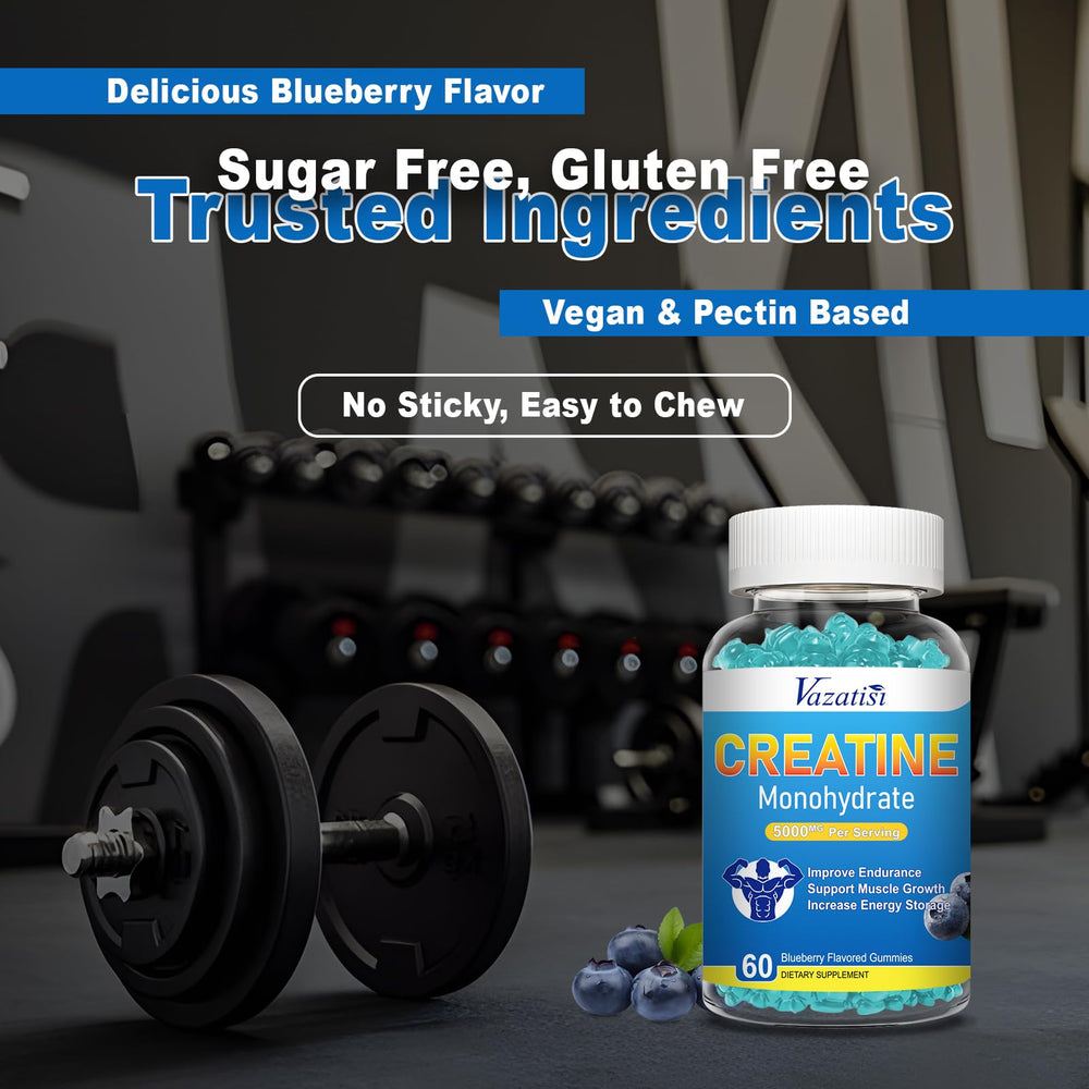Vazatisi travel-friendly gummies tin highlighting sugar-free blueberry supplement.