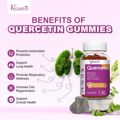Vazatisi Quercetin Gummies mixed-berry flavor for daily immune support.