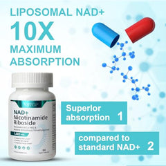 VBTOP NAD+ capsules poured, convenient energy support for your day.