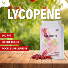 Ved Lycopene 500 mg capsules close-up of smooth softgels.