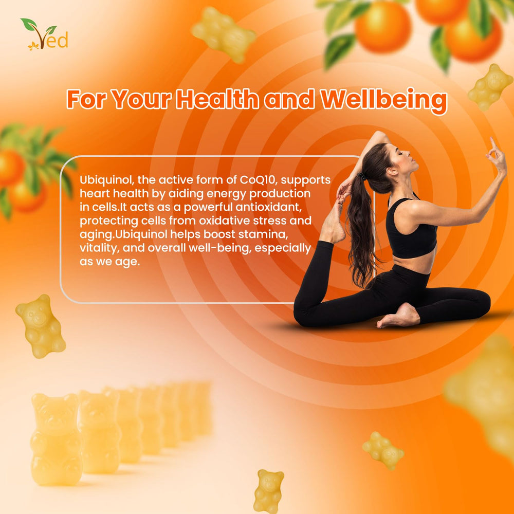 Ved Ubiquinol Gummy ingredients: non-GMO and allergen-free.