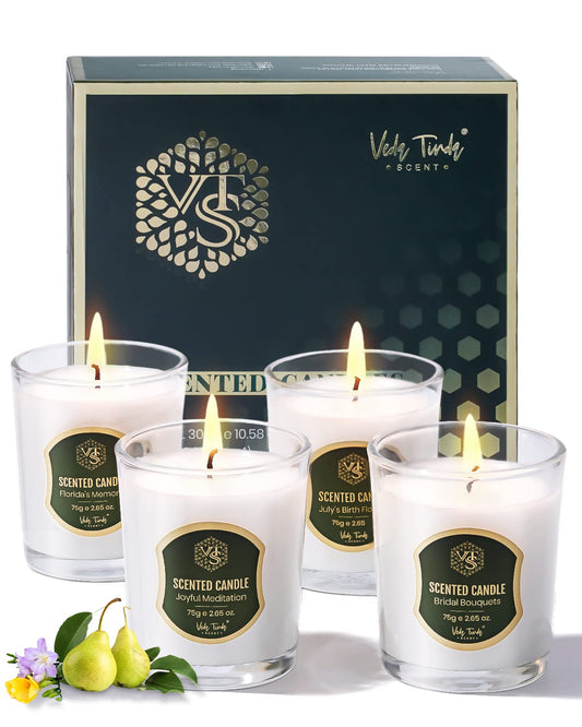 VEDA TINDA SCENT Ebony beeswax candle in a glass jar delivers a clean, soothing ambiance.