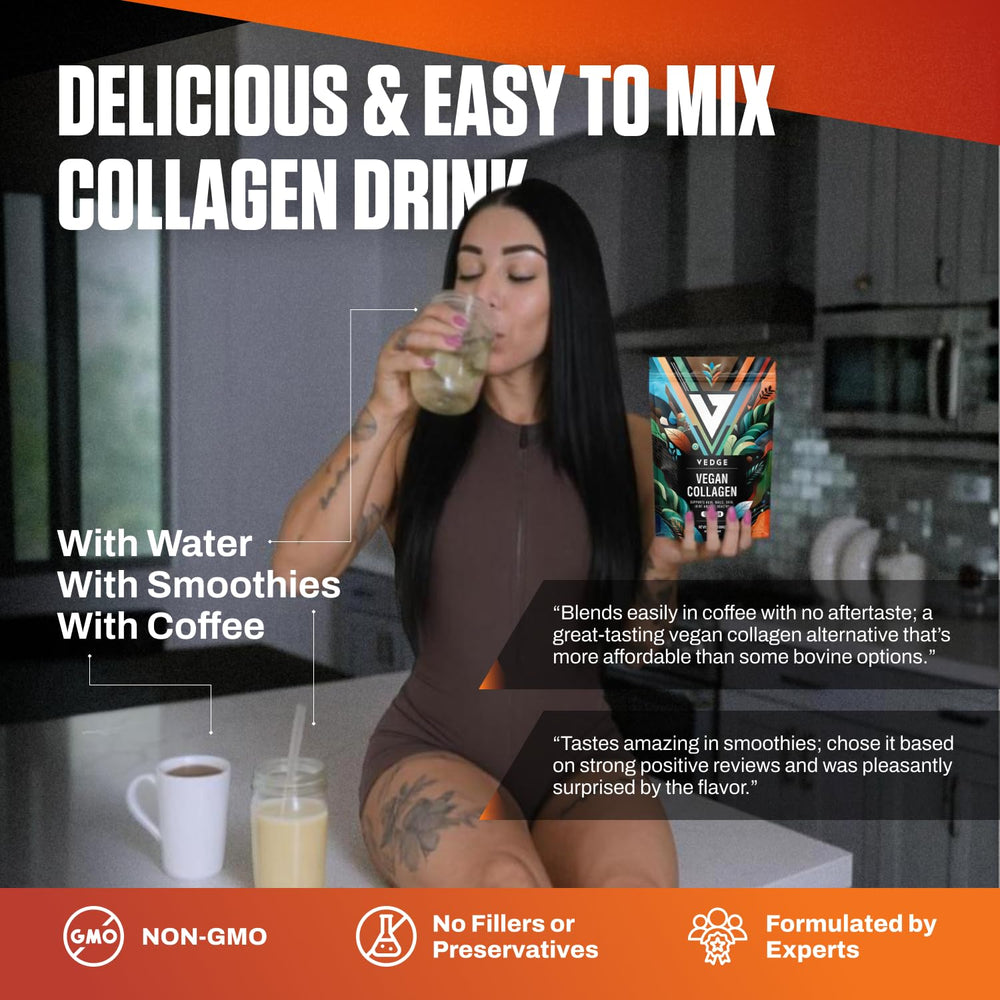 VEDGE collagen powder easily dissolves in hot beverages.