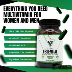 VEDGE Vegan Omega-3 capsules close-up ideal for easy daily dosing.