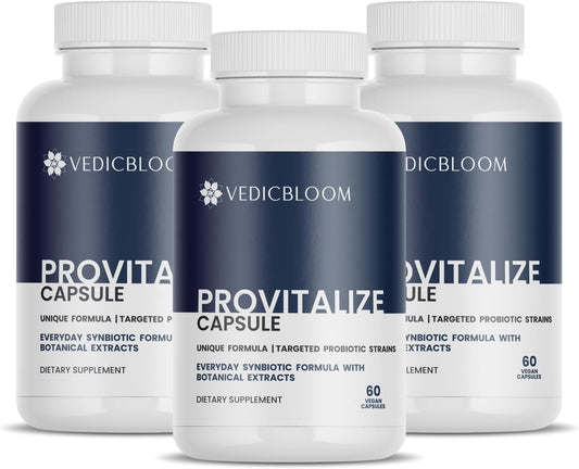 VEDICBLOOM Provitalize bottle front for daily menopause wellness support.