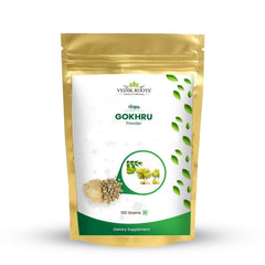 Vedikroots Gokhru powder close-up texture for daily urinary wellness support