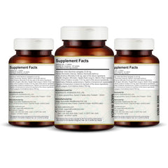 Dosage directions show two to four tablets with warm liquid for daily use