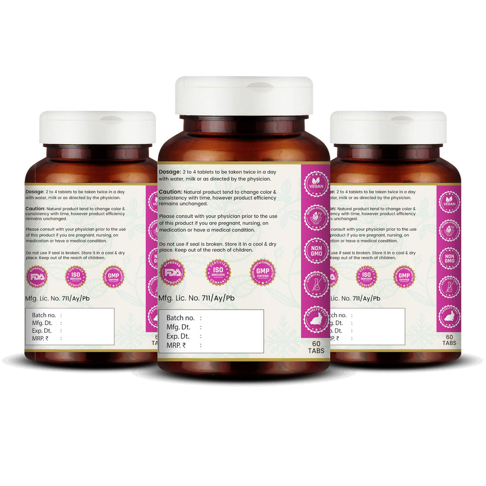 Close-up of Kanchnar Guggulu tablets emphasizes natural, additive-free formulation