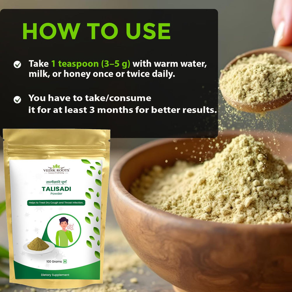 VEDIKROOTS Talisadi powder usage for all ages supports family routines