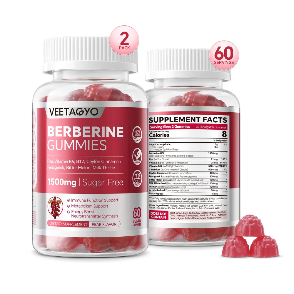 VEETAGYO Berberine gummies bottle may support metabolism balance