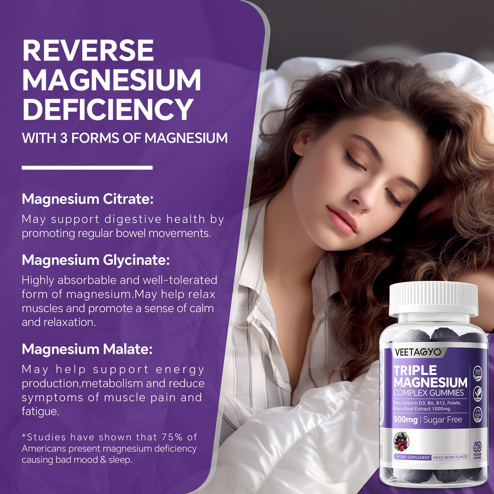 VEETAGYO Magnesium Gummies bottle-pour captures easy-to-take chews