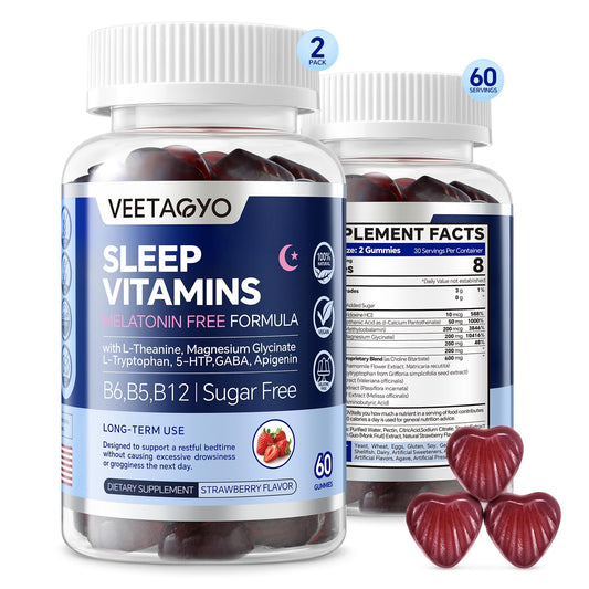 VEETAGYO melatonin-free gummies bottle for natural relaxation and peaceful nights