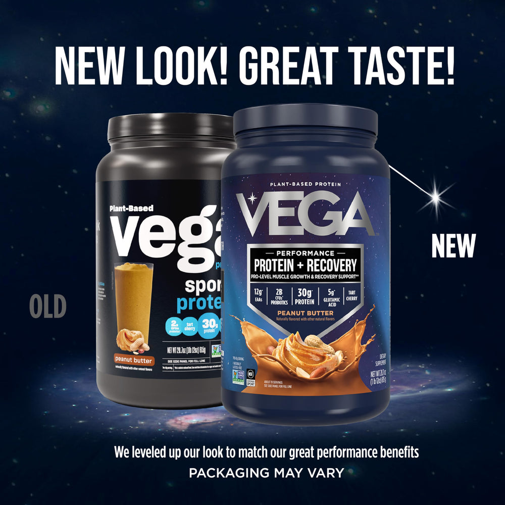 Vega Sport Peanut Butter protein shake in glass, ideal for post-workout recovery