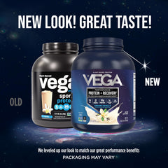 Vega Sport Vanilla shake in glass showing smooth texture and creamy consistency.