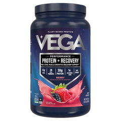 Vega Sport Berry scoop ready to blend into post-workout shake