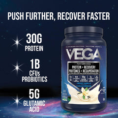 Vega Sport Berry tub shown with serving for a convenient protein source