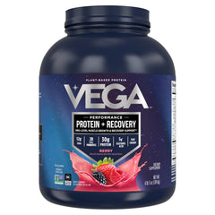 Vega Sport Berry tub ready for shakes and recovery.