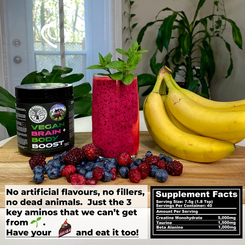 Front view of Vegan Brain Food package with clear branding
