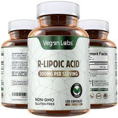 Vegan Labs R-Lipoic Acid bottle for daily antioxidant support.