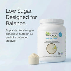 Vegansmart Naturade All-in-One Shake protein swirl showing balanced amino acids.