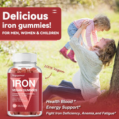 VEGEPOWER Iron Gummies with Vitamin C image highlights improved iron absorption potential.