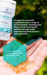VEGETOLOGY biodegradable packaging reinforces eco-friendly omega-3 use.