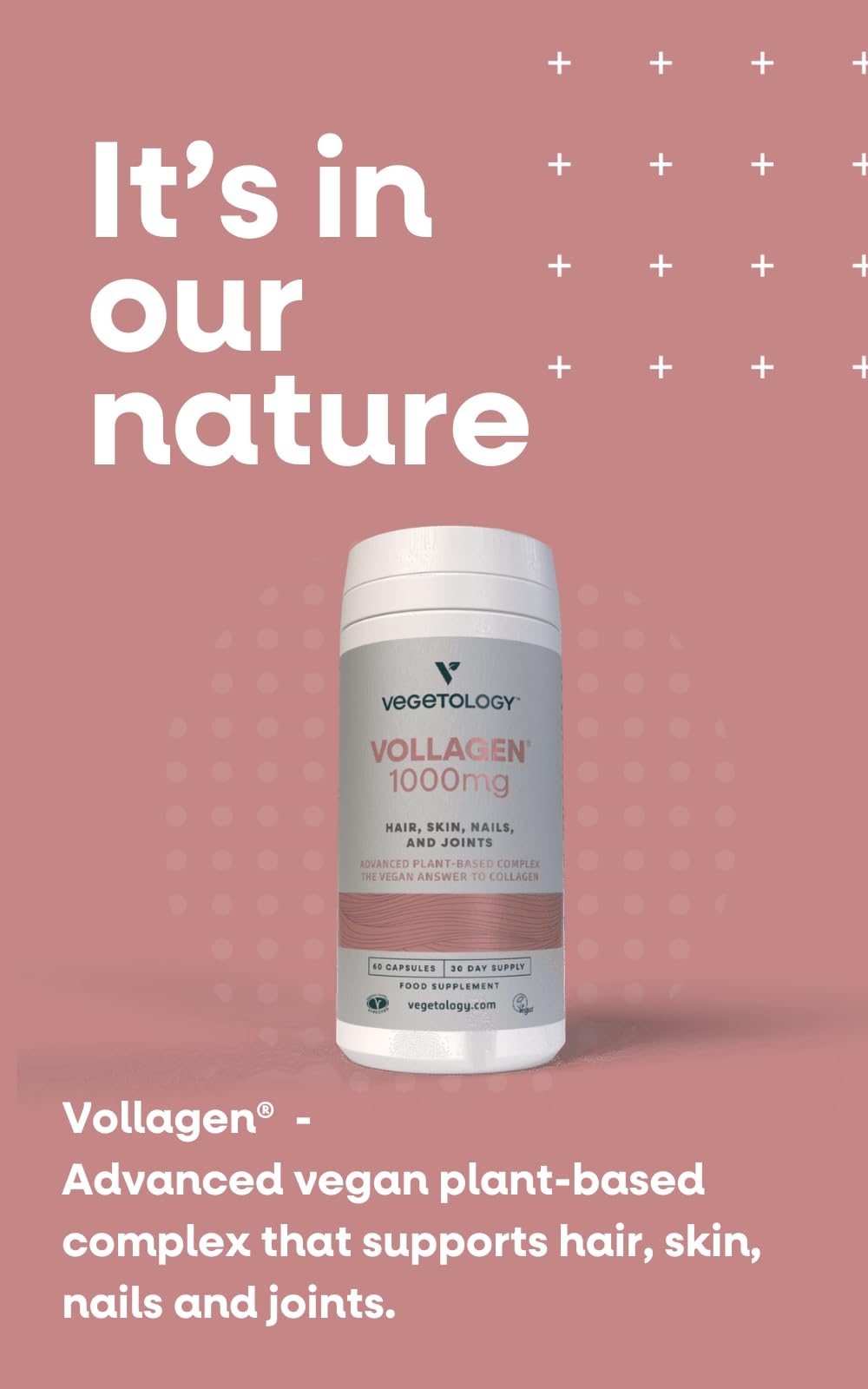 VEGETOLOGY Vollagen bottle pour demonstrates convenient daily use.