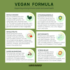Vegseed Immunity Greens powder with green apple flavor for a refreshing daily sip.