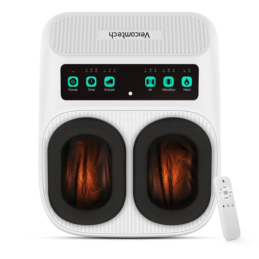 Veicomtech Shiatsu Foot Massager with Heat in front view, soothing feet after a long day